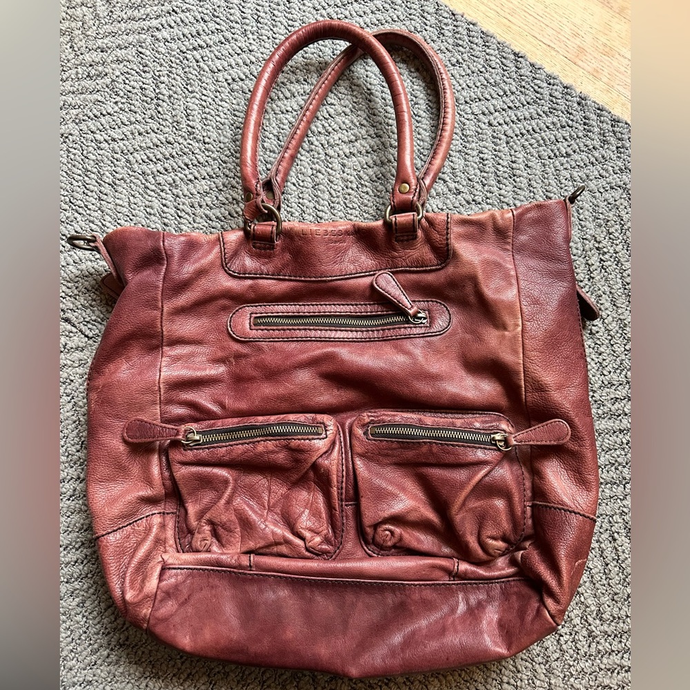 Liebskind Berlin handbag Large Burgundy Leather Cotton Interior Anthropologie